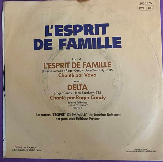 L'Esprit De Famille - TF1 TV Series Theme — Vg+ / Vg