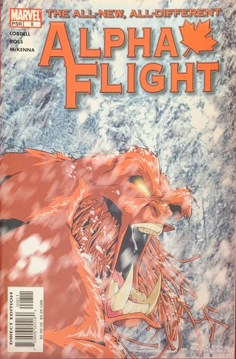 Alpha flight the all-new all-different 08 comic book 2004 marvel featuring orange-red fur-covered roaring creature cover