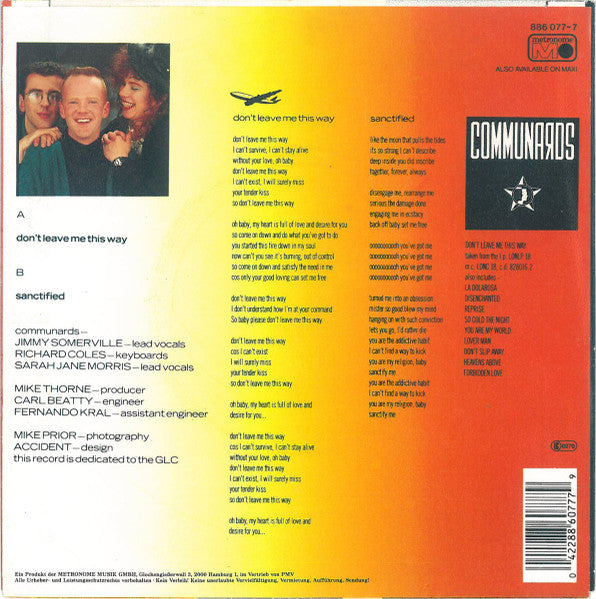 The Communards With Sarah Jane Morris – Don't Leave Me This Way