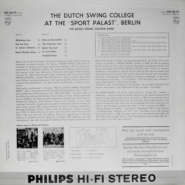 The Dutch Swing College Band – Dutch Swing College At The "Sport Palast", Berlin