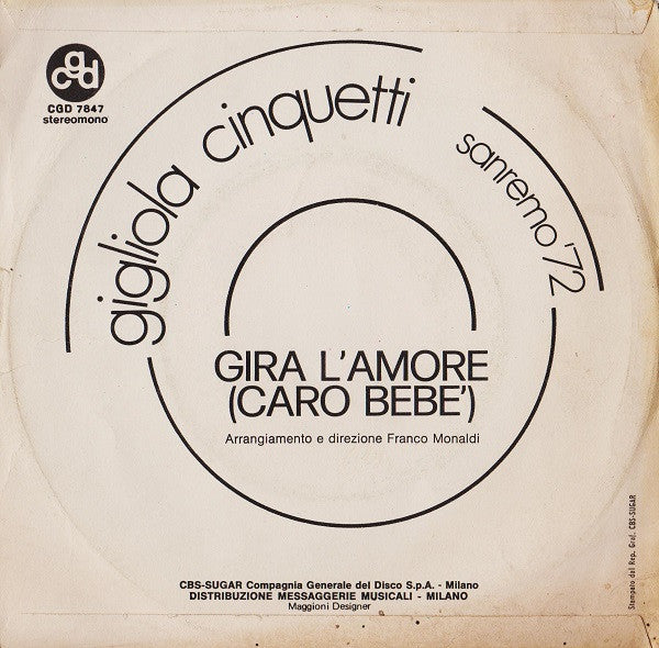 Gigliola Cinquetti – Gira L'Amore (Caro Bebè)
