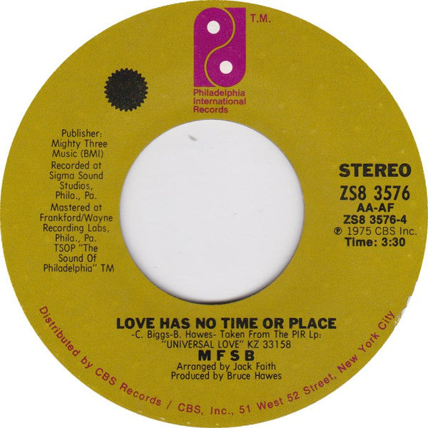 MFSB – T.L.C. (Tender Lovin' Care) / Love Has No Time Or Place