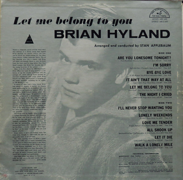 Brian Hyland – Let Me Belong To You