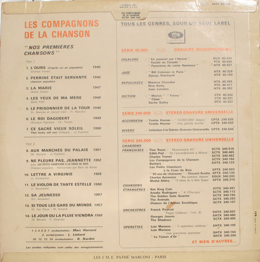 Les Compagnons De La Chanson – Nos Premières Chansons