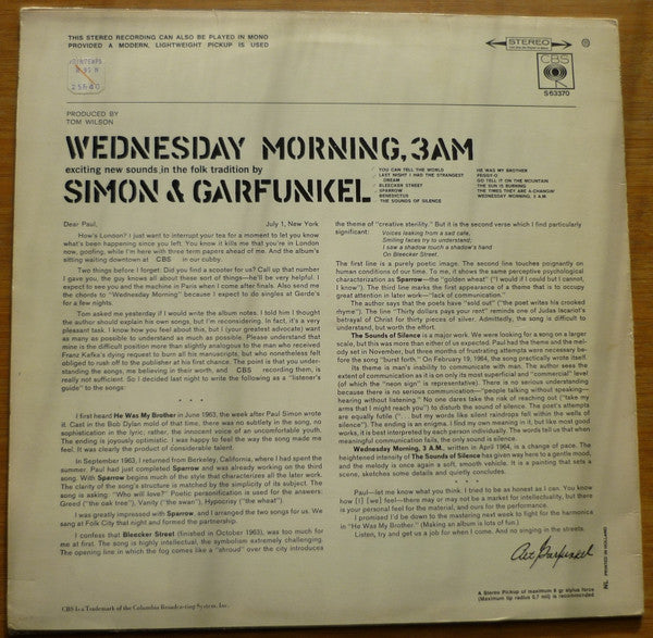 Simon & Garfunkel – Wednesday Morning, 3 A.M.