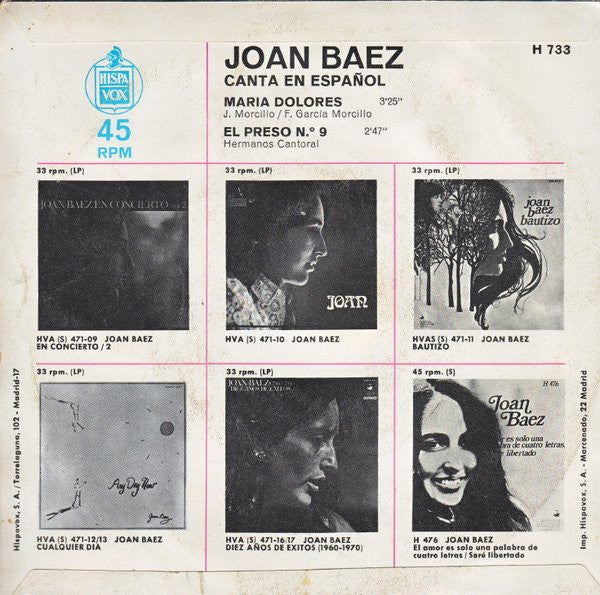 Joan Baez – Canta En Español