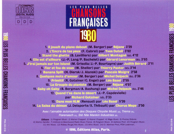 Various – Les Plus Belles Chansons Françaises - 1980