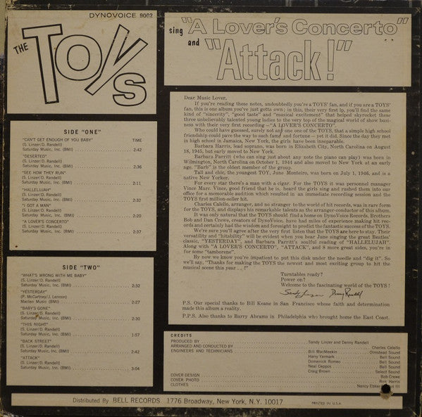 The Toys – The Toys Sing "A Lover's Concerto" And "Attack"