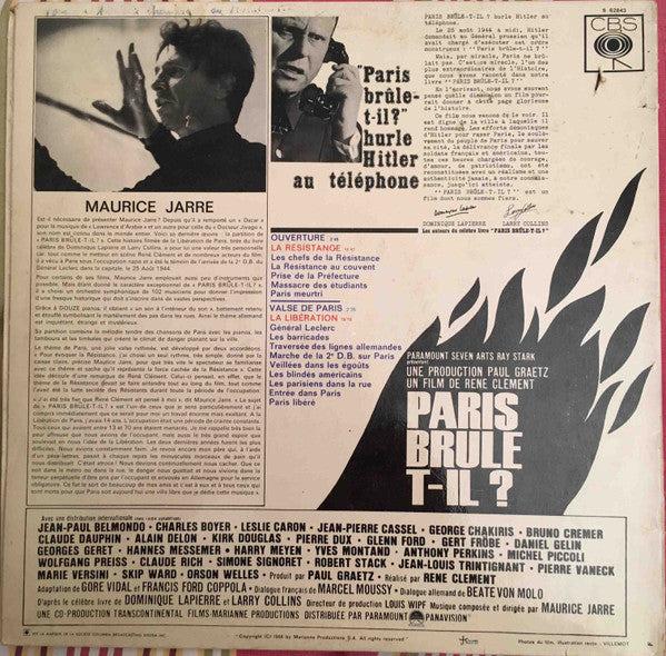 Maurice Jarre – Paris Brûle-t-il? (Bande Originale Du Film)