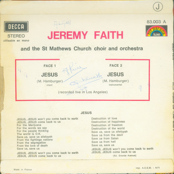 Jeremy Faith And The Saint Mathews Church Choir And Orchestra – Jesus