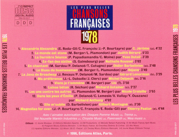 Various – Les Plus Belles Chansons Françaises - 1978
