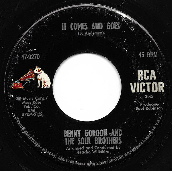 Benny Gordon & The Soul Brothers – A Kiss To Build A Dream On / It Comes And Goes