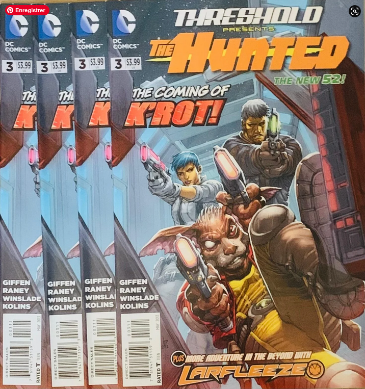 Dc comics the hunted new 52 issue 3 comic book cover with dynamic characters in action against a futuristic backdrop