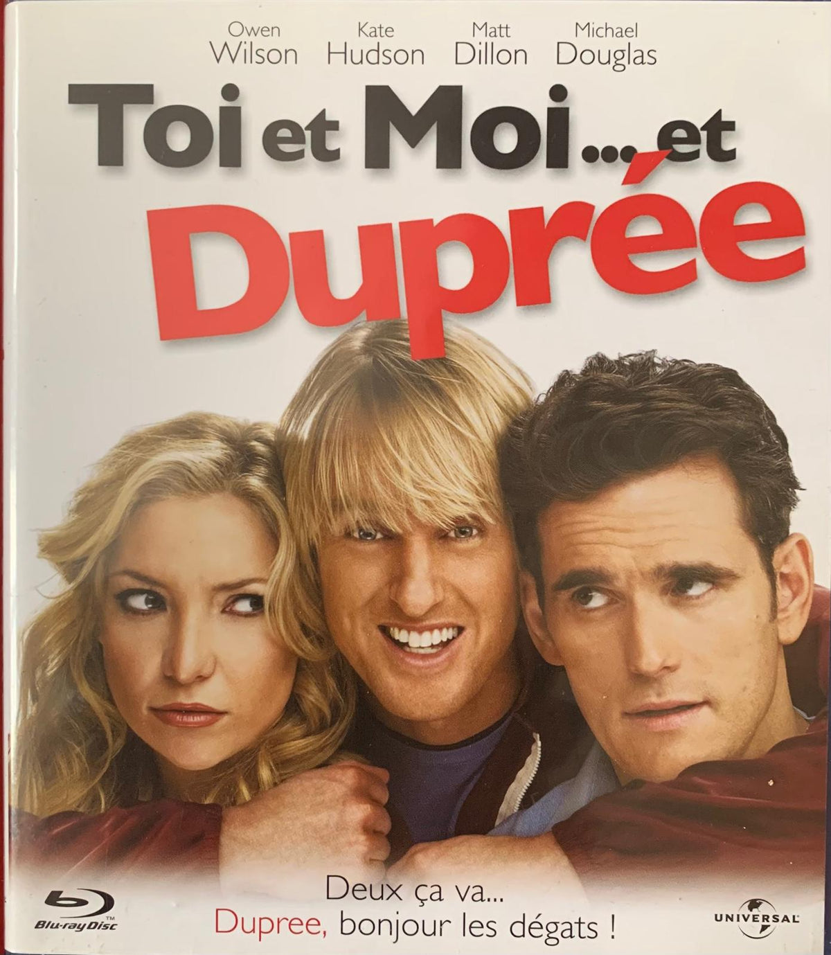 Blu-ray disc cover for french release of You Me and Dupree featuring Owen Wilson Kate Hudson Matt Dillon and Michael Douglas