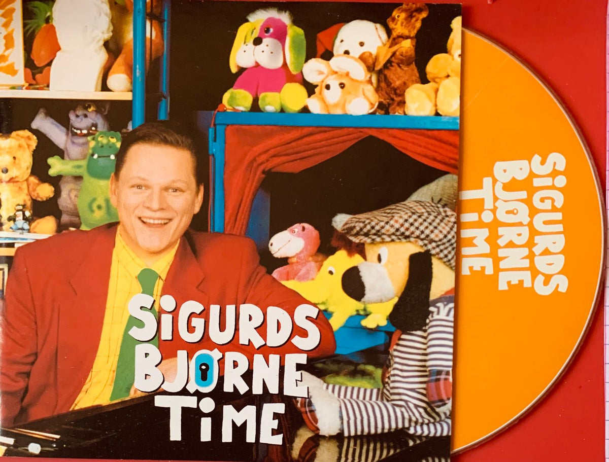 Vibrant orange cd with white text sigurds bjorne time partially visible beside the album cover in original cd format