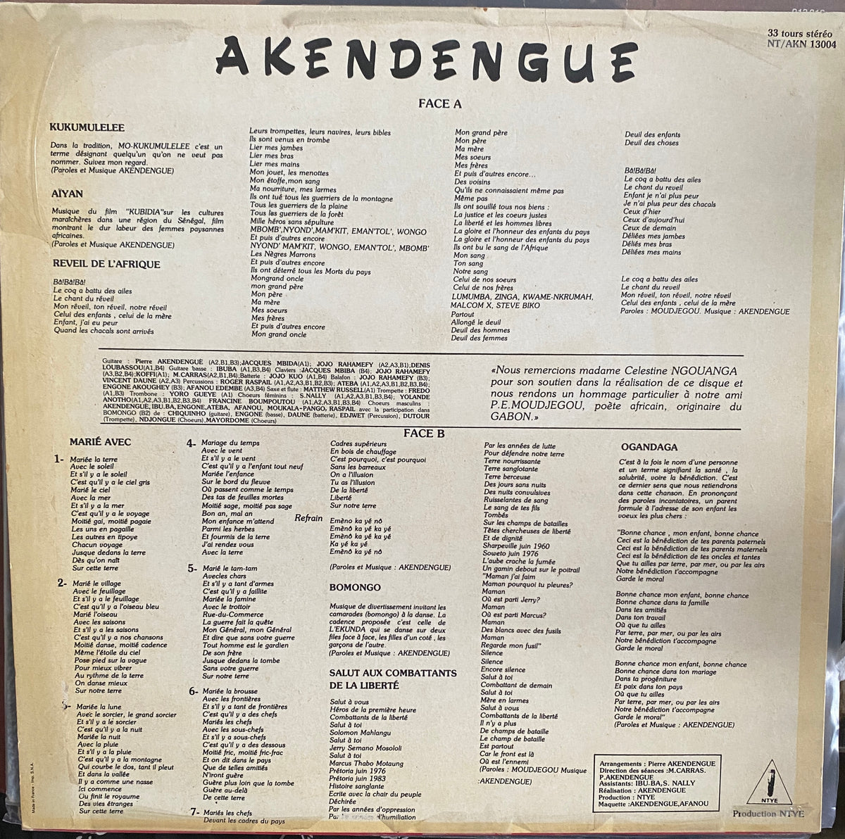 Pierre Akendengué – Réveil de l'Afrique (Vinyle LP 33T)