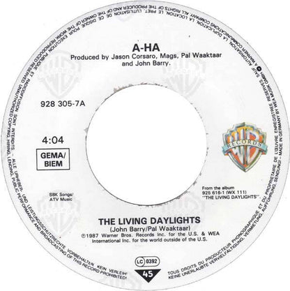 a-ha The Living daylights — NM / Vg+