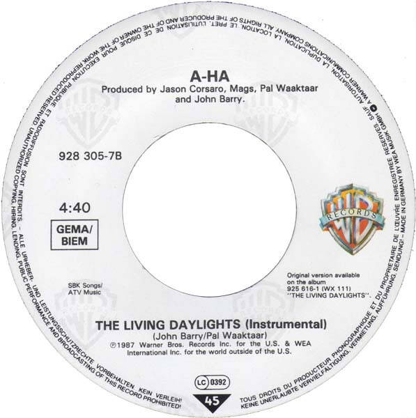 a-ha The Living daylights — NM / Vg+