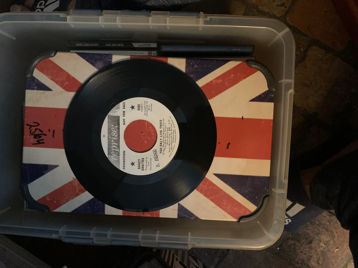 Black vinyl record with white and red label featuring you only live once by nancy sinatra from soul 7 product