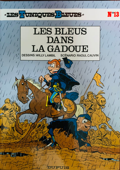 Bd mix product featuring a blue uniformed cartoon soldier riding a brown horse through rain illustration