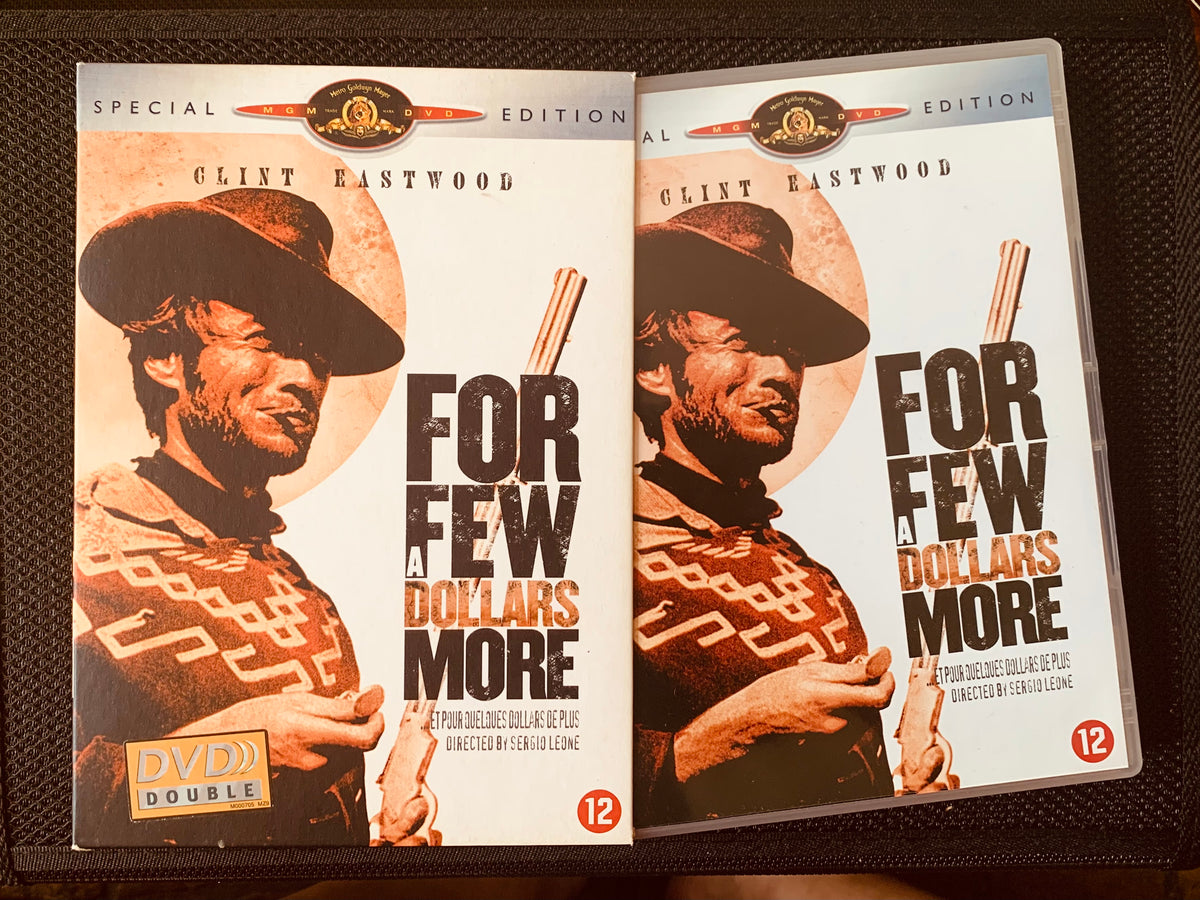 Clint eastwood in a brown hat and patterned shirt on the for a few dollars more dvd special edition cover in dvd 3 coffrets