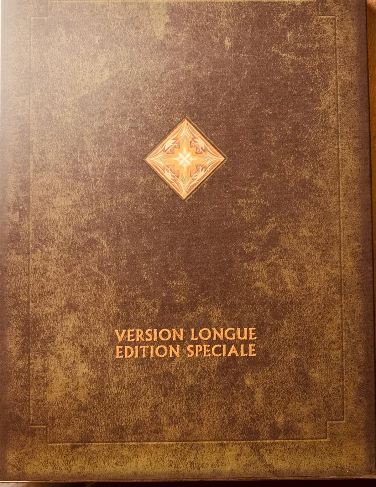 Brown leather-bound lord of the rings the return of the king extended collectors edition dvd box set with gold embossed emblem