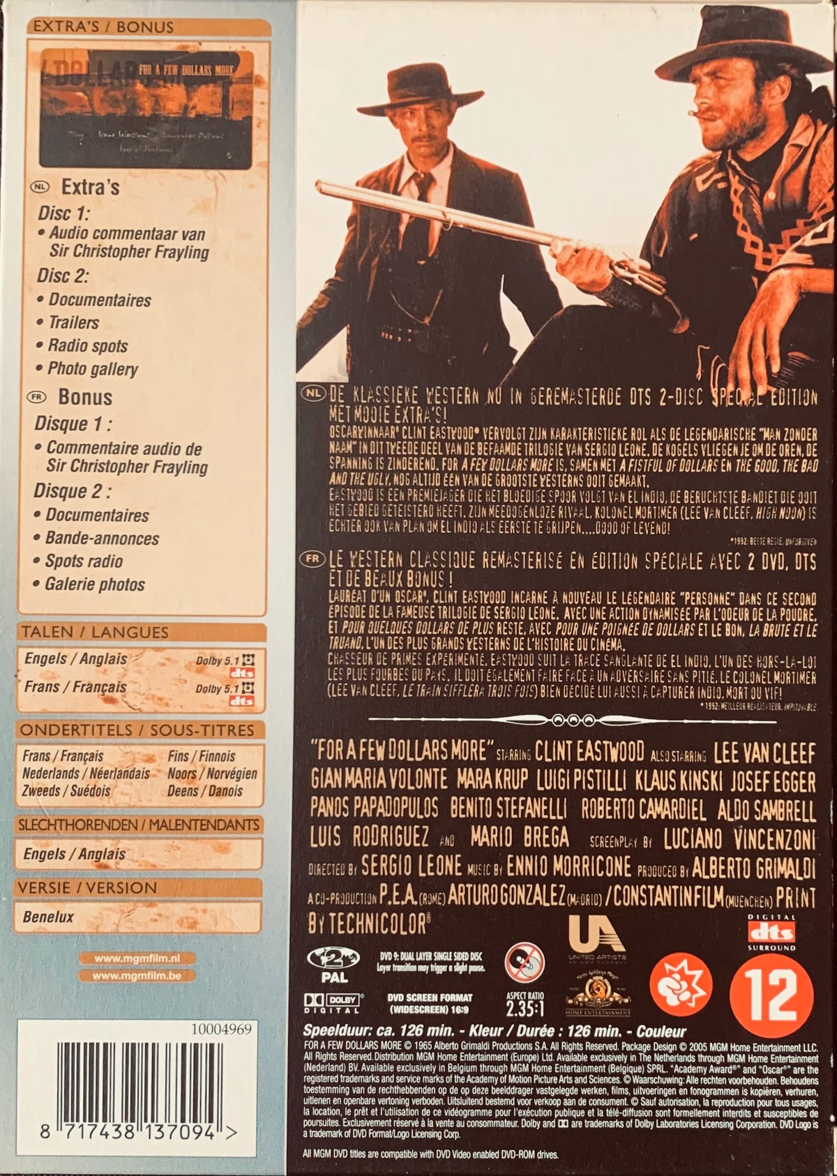The back cover of the dvd 3 coffrets case features a classic western movie poster with two men in cowboy hats and suits