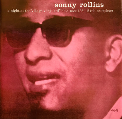 Sonny rollins cd 001 album cover close-up portrait in reddish tones with dark sunglasses