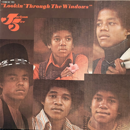 The jackson 5 lookin through the windows lp album cover featuring a collage of members in distinct outfits