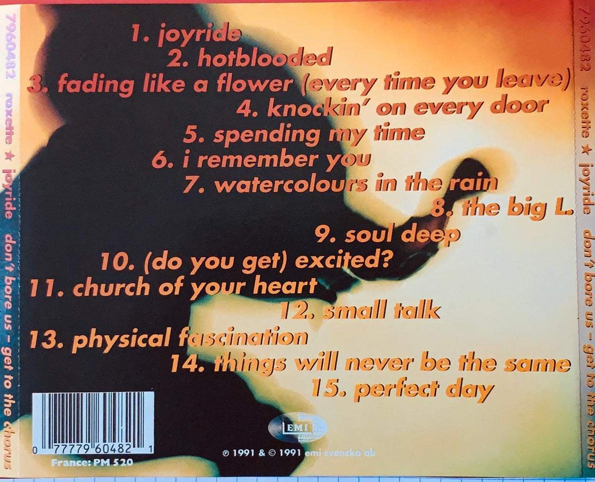 The back cover of the joyride cd by natalie and joyride features a fiery orange and black design with track listings