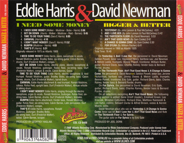 Eddie Harris / David "Fathead" Newman – I Need Some Money / Bigger & Better