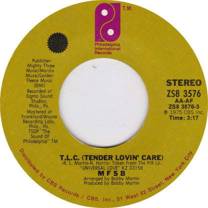 MFSB – T.L.C. (Tender Lovin' Care) / Love Has No Time Or Place