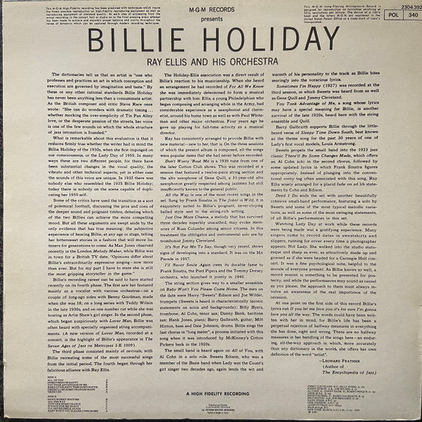 Billie Holiday With Ray Ellis And His Orchestra – Last Recording