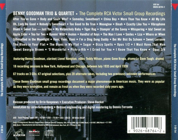 Benny Goodman / Benny Goodman Trio & The Benny Goodman Quartet – The Complete RCA Victor Small Group Recordings