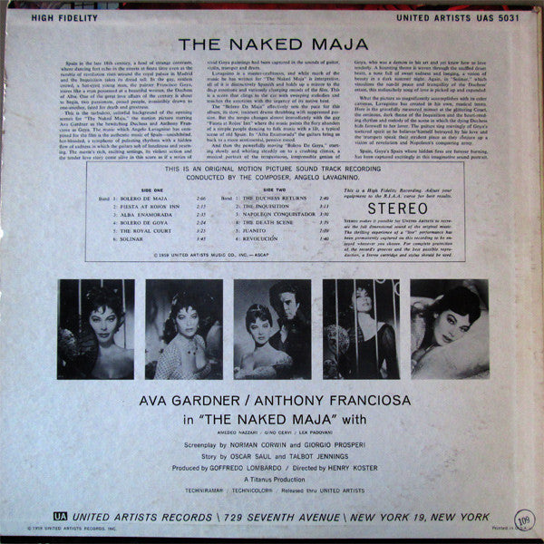 Angelo Francesco Lavagnino – The Naked Maja (Music From The Motion Picture Sound Track)
