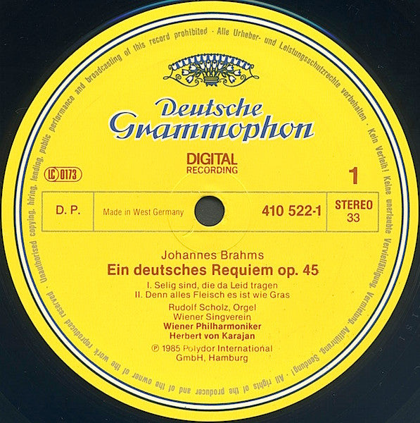 Johannes Brahms, Anton Bruckner - Herbert Von Karajan – Ein Deutsches Requiem / Te Deum