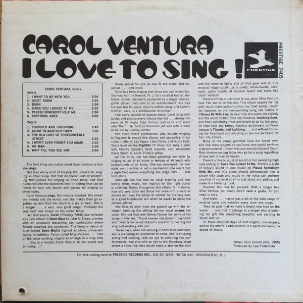Carol Ventura – I Love To Sing!