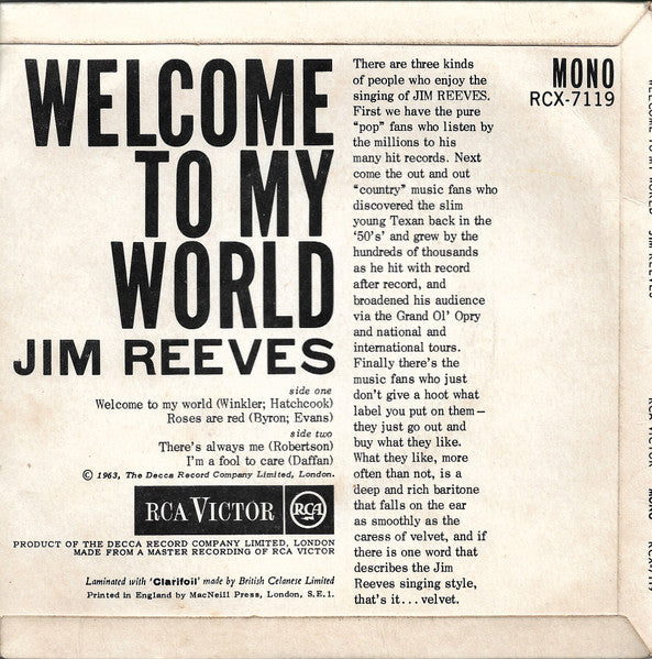 Jim Reeves – Welcome To My World