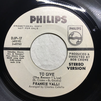 Frankie Valli – To Give (The Reason I Live)