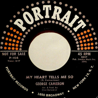 George Cameron (2) – Toy Of Love / My Heart Tells Me So