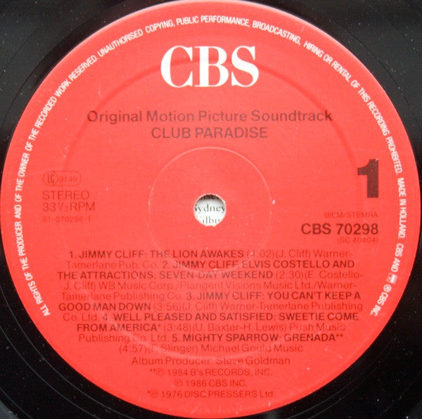 Various – Club Paradise - Original Motion Picture Soundtrack