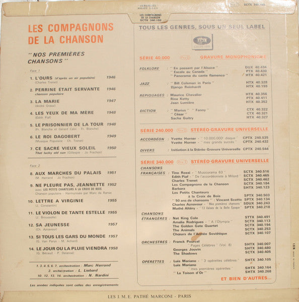 Les Compagnons De La Chanson – Nos Premières Chansons
