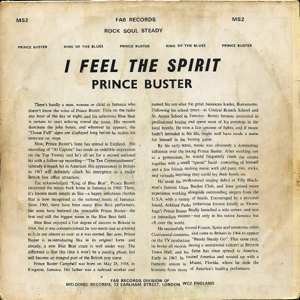 Prince Buster's All Stars – I Feel The Spirit