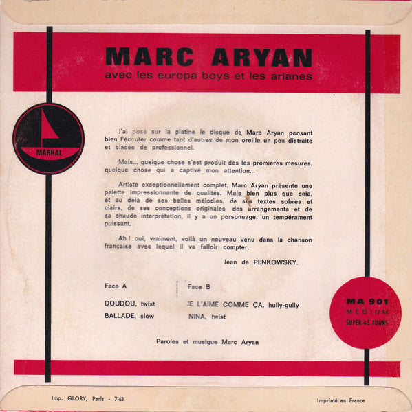 Marc Aryan Avec Les Europa Boys Et Les Arianes – Ballade