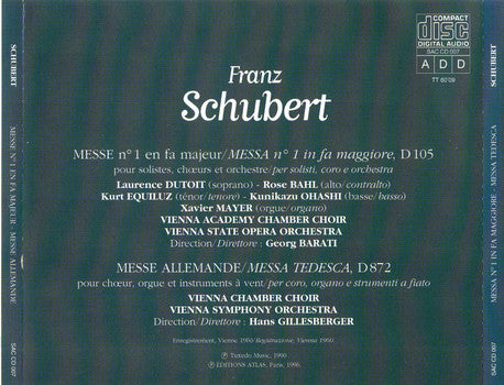 Franz Schubert – Messe N° 1 En Fa Majeur - Messe Allemande