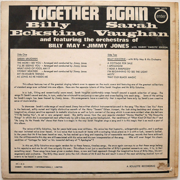 Sarah Vaughan And Billy Eckstine – Together Again