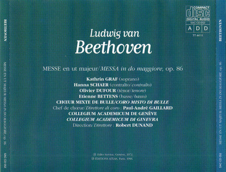 Ludwig van Beethoven – Messe En Ut Majeur, Op. 86