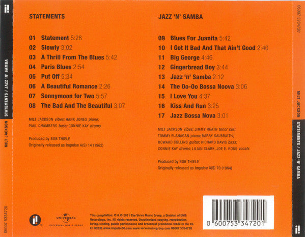 Milt Jackson – Statements / Jazz 'n' Samba