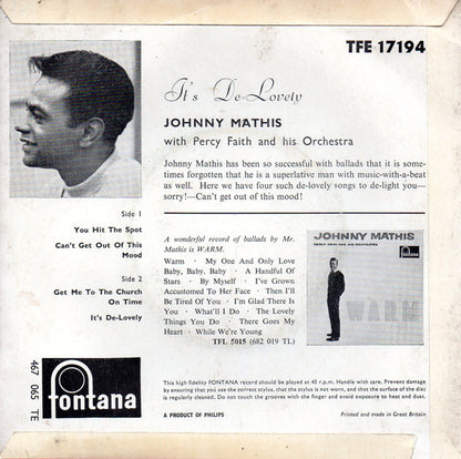 Johnny Mathis With Percy Faith & His Orchestra – It's De Lovely