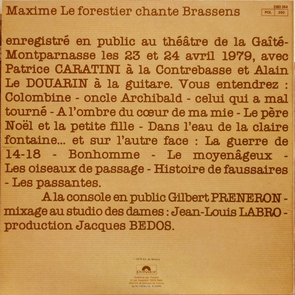 Maxime Le Forestier – Chante Brassens